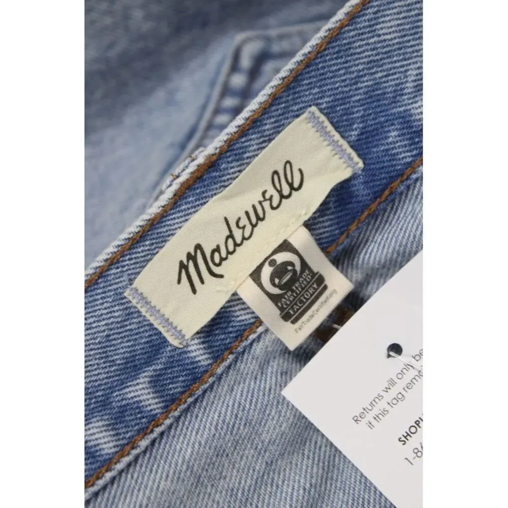 Madewell Women Cut-Off Blue Cotton Button Shorts 90s Size 27